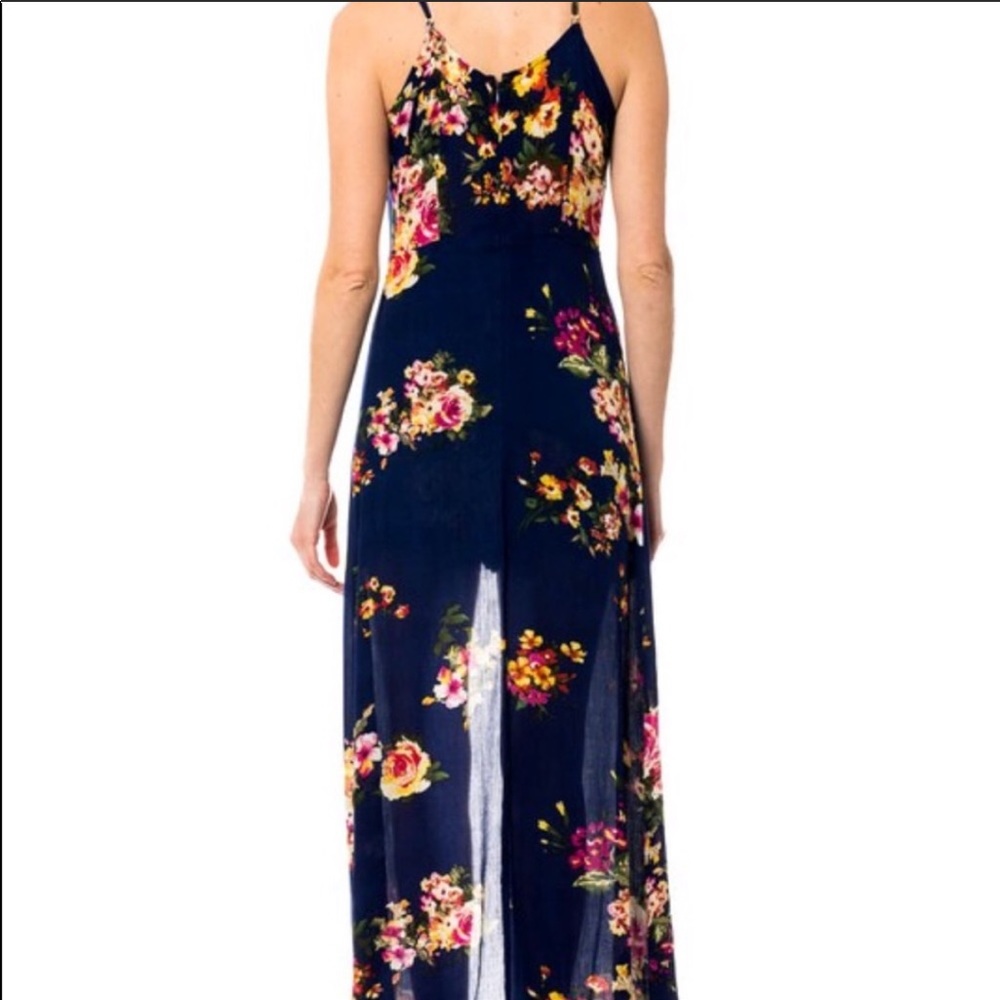 NAVY FLORAL MAXI SKIRT ROMPER - Picture 6 of 8